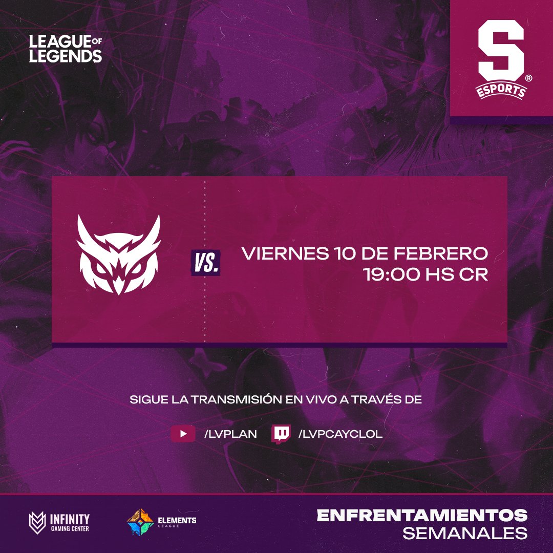 SaprissaEsports's tweet photo. -El dia de hoy regresamos a la Grieta ante @mezexisgg en un enfrentamiento que todos están esperando para dar inicio a la segunda vuelta 😎💪
-¡Vamos con todo Saprissa! A MANTENER ESE INVICTO🔥
-SAP 🆚️ MZS-
7:00PM🇨🇷
#elementsleague #elementslol #Saprissa #LeagueOfLegends https://t.co/BaAsTjiKKU