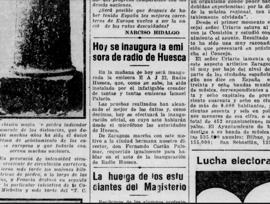 @crisperezdiego @olivares_javier @RadioHuesca @EstherPuisac @asborroy @LaKefa Localizada la puerta 511 para la misión del lunes 13 de febrero, Día de la Radio... ¡Atentos al dial! 
(Adjunto documentación: 'La Voz de Aragón', 5 de noviembre de 1933)