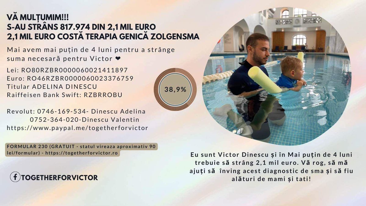 Weekly update ! 🙌🏼

From last Friday we managed to raise 55891€ and we reached 817974€, that means 38,9% ! 

97 days left, to raise 13216 € per day! 🔥

We’ll get there, there is still time!❤️‍🔥 

#TogetherForVictor