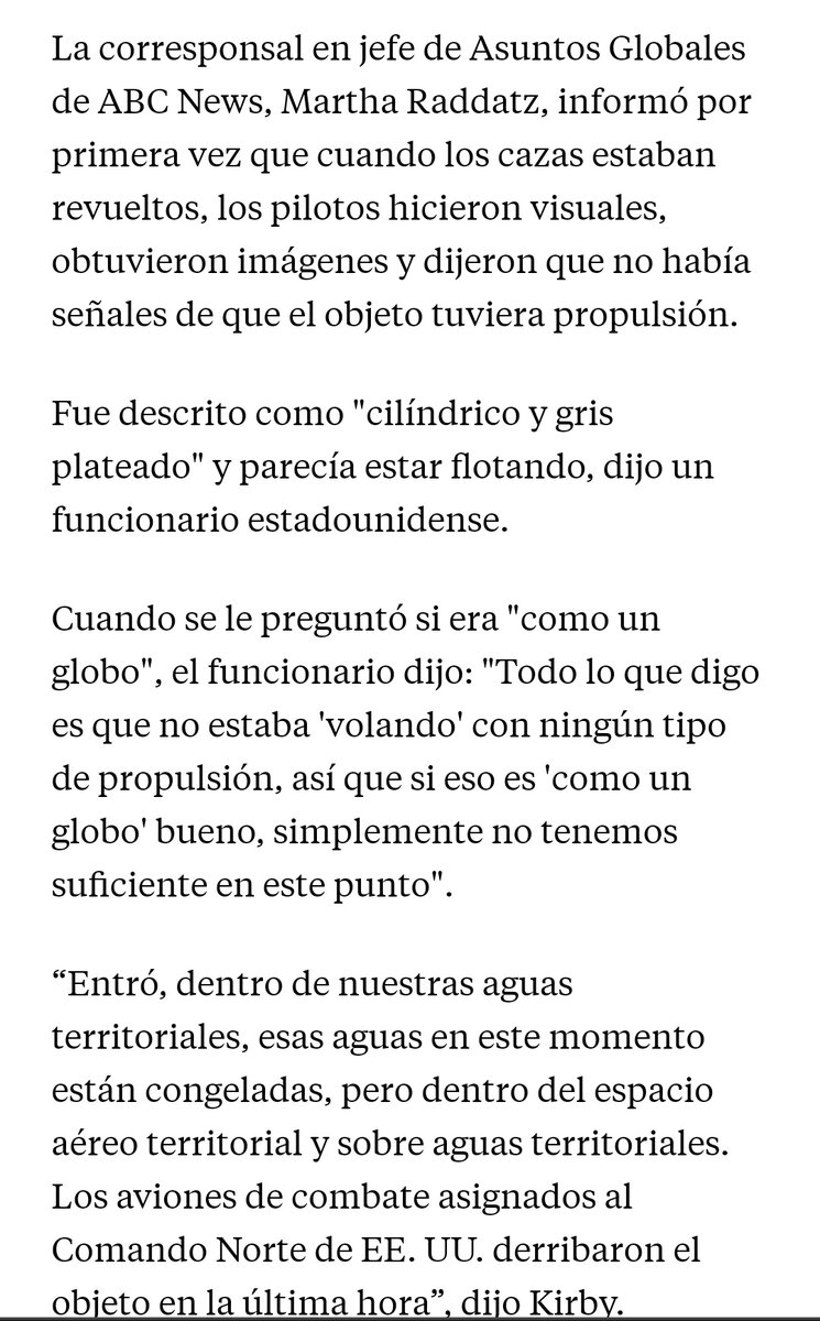 MundoEConflicto's tweet image. ⚡ #AHORA | El objeto no identificado en Alaska, que fue derribado por un caza de combate, tenía forma cilíndrica y de color gris plateado. Sus restos fueron recuperados - ABC.