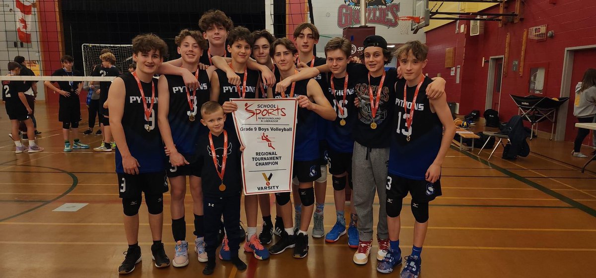 Pythons Grade 9 Boys Volleyball Team start the NLVA U16 Provincials with a win vs Holy Spirit! Great job guys and good luck with your next match! 👊🏐 <a href="/SPJHPythons/">SPJH</a>