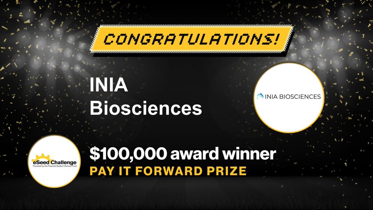 Congratulations to INIA Biosciences for winning the $100k Pay It Forward grand prize from the eSeed Challenge, powered by the Prescott Student Venture Fund! #winASUio <a href="/IniaBiosciences/">INIA Biosciences</a> <a href="/BU_Tweets/">Boston University</a>