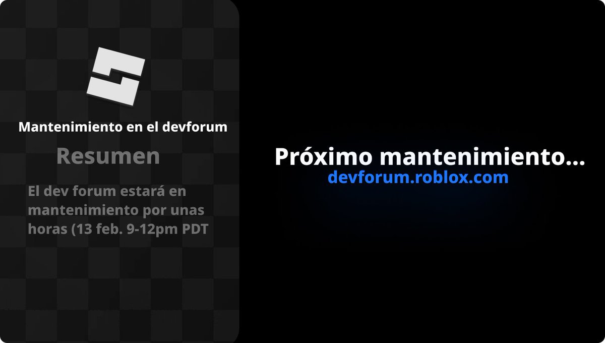RqntNews's tweet image. El #DevForum entrará en mantenimiento el día 13 de febrero, durante 3 horas. ⚠️
devforum.roblox.com