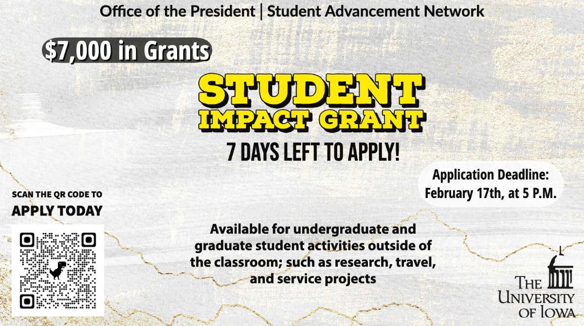 UIowaSAN's tweet photo. Go to https://t.co/hSIayyTHqN for more information, and https://t.co/aH9XbECuc5 to apply! https://t.co/8k6mcYotcC