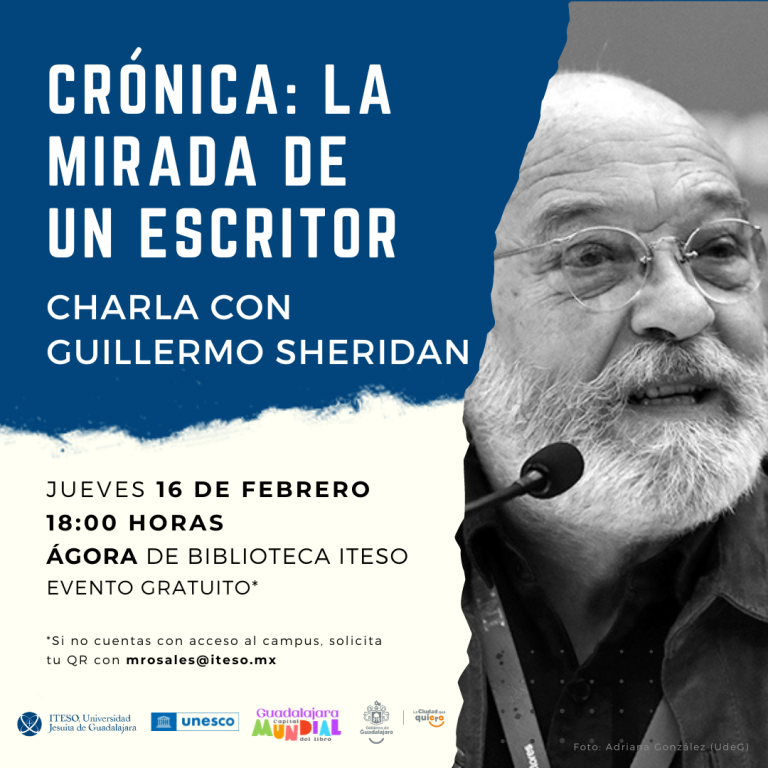 ITESO's tweet photo. #ITESOLee 

El Ágora de la @BibliotecaIteso será nuevamente sede de una actividad de @GDLCapitalBook, con la charla "Crónica: la mirada de un escritor", de Guillermo Sheridan. 
🗓️ 16 de febrero
🕕 6 pm https://t.co/m2eAnzQNGW