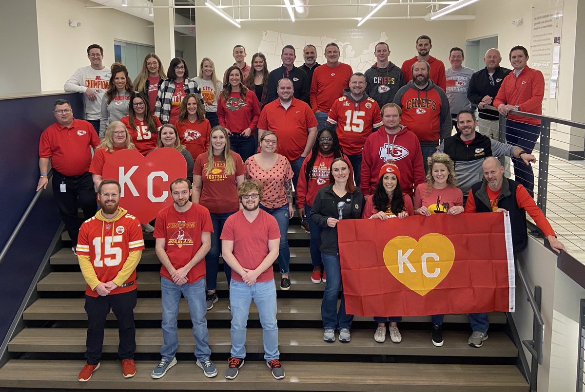 Our team gathered today to celebrate the Chiefs heading back to the big game for the third time in four years. Let's do this #ChiefsKingdom! 

<a href="/KCHeartland/">#KCHeartland</a> <a href="/ChiefsFit/">Chiefs Fit</a> 
#KCHeartland #SBLVII