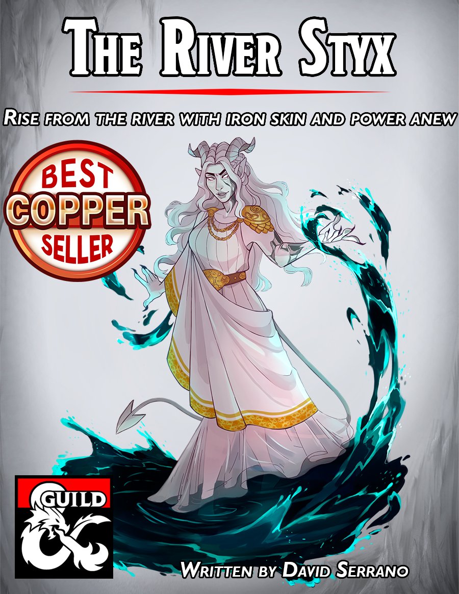 Got my second Best-Seller medal on DMsGuild today! It was for my Warlock of The River Styx Subclass. Definitely my most popular one of all my Greek mythology-inspired works