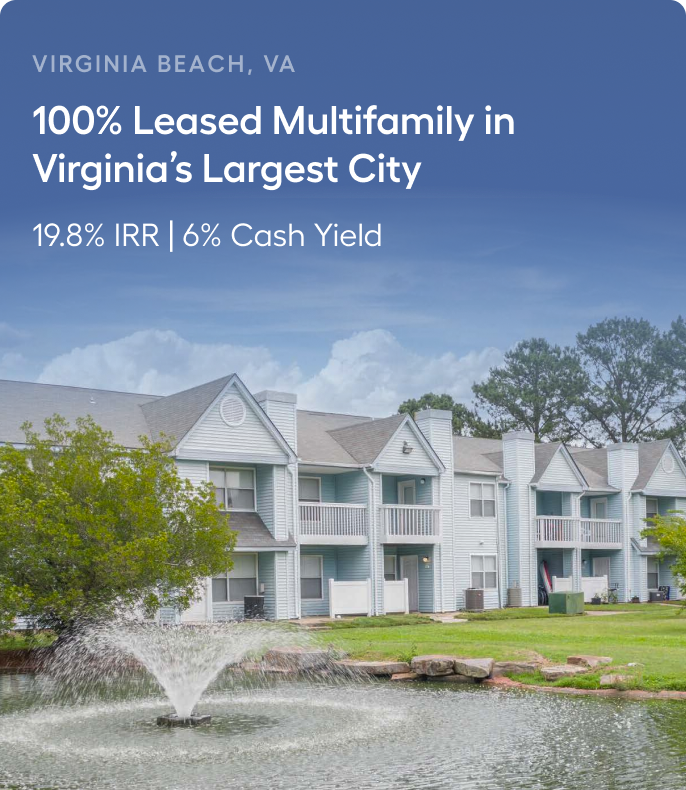 OwnPropApp's tweet photo. Introducing Royal Pointe, a 208-unit, 100% leased multifamily located in Virginia’s most populous city.

Fixed-rate debt, 53% bonus depreciation, and ~$16.5B in upcoming industrial/mixed-use developments make this a deal you don't want to miss out on. https://t.co/bnJTKPGo6v