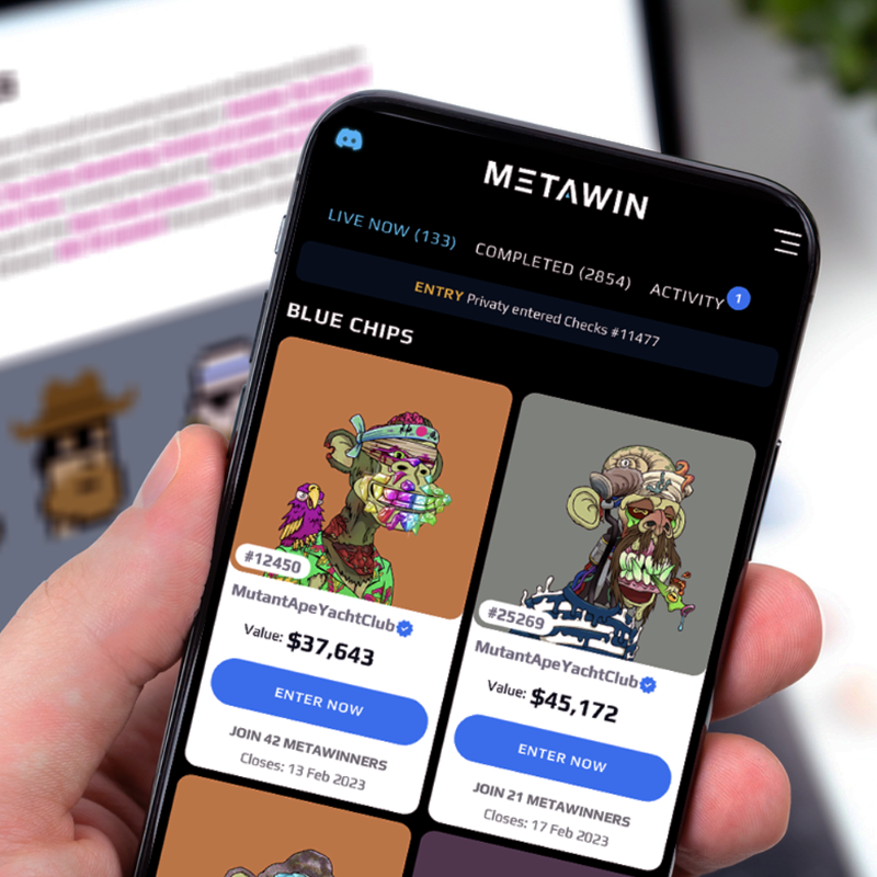 MetaWin's tweet photo. This Monday's Main Event at MetaWin is Multi-colored grin M1 Mutant Ape #12450. 🍌

Traded on OS for 22.1 ETH 9 days ago, one lucky Meta Winner chosen 'on chain' will become its new owner in less than 48 hours time.

Claim your entry now at: https://t.co/YQa0I8gG1m
