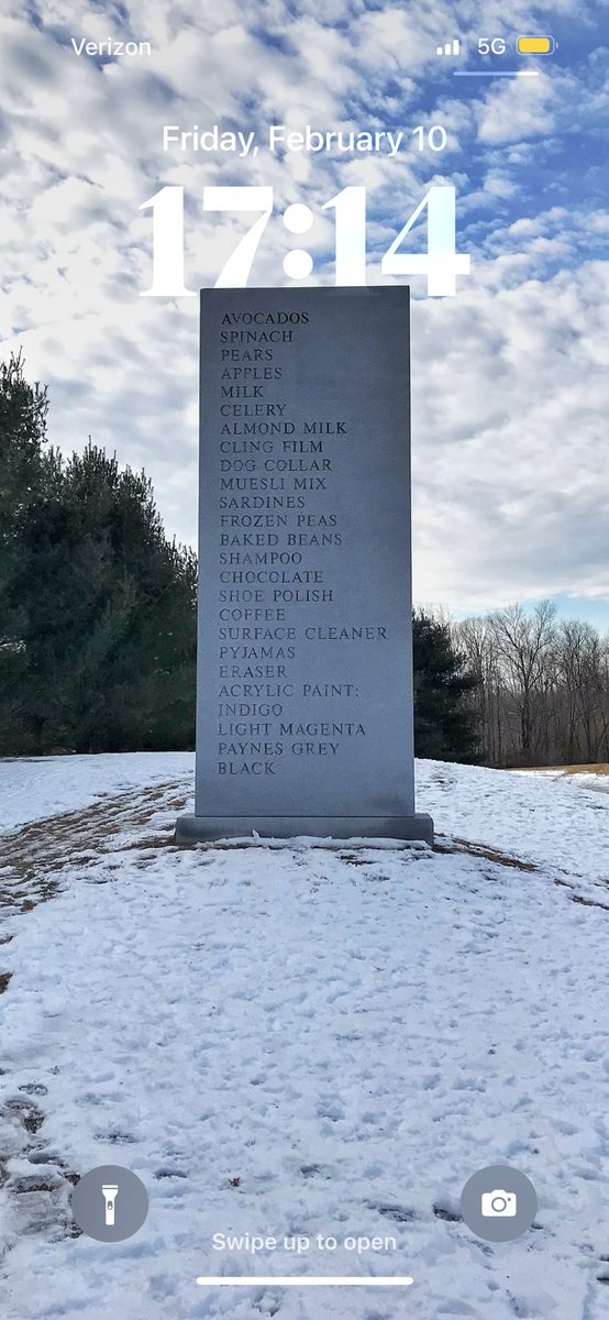 paulinaemcee's tweet photo. I searched through all* of my photos for something grounding to look at when I check my phone and David Shrigley’s “Memorial” at @art_omi is what I ended up with https://t.co/2ttOY2VS7R