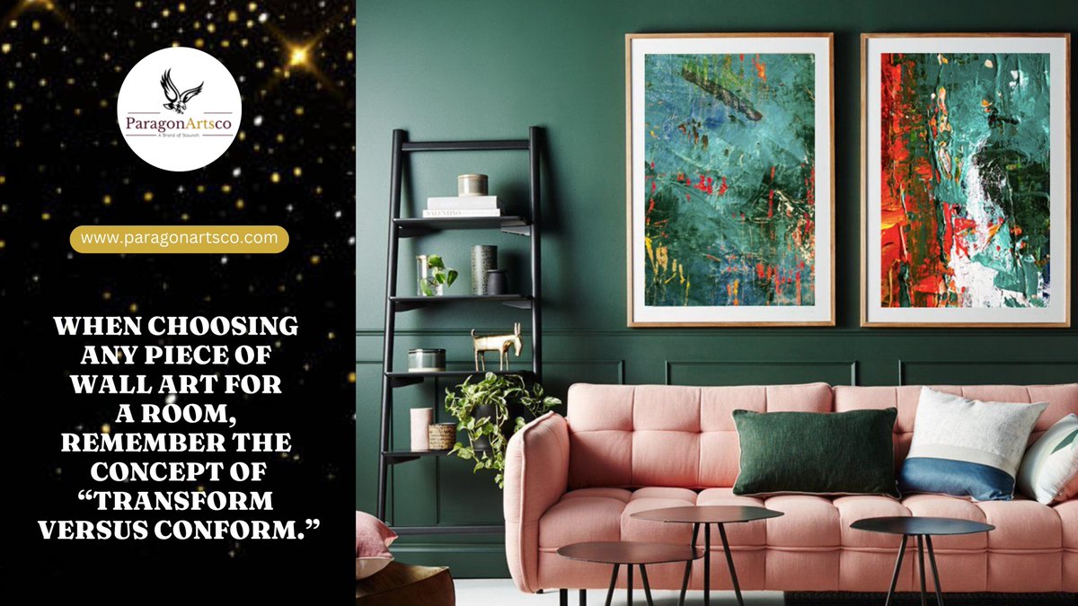 ParagonArtsco's tweet photo. To transform is to use the vibe of the art as the basis for the overall design of a room. On the other hand, conform is to select a piece of art that would complement the existing theme of the room. 
-----
🌐 https://t.co/9J07Ocbrx3
.
#paragonartsco #transform #conform #design https://t.co/mUPLN2OQYo