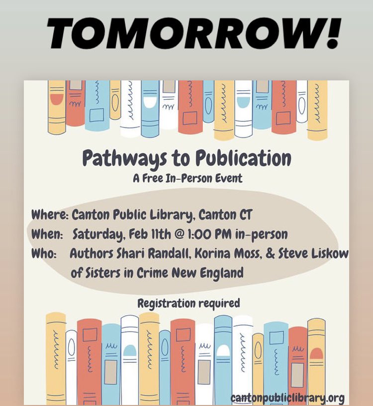 Tomorrow in Canton, CT. Author panel & book signing!

#WritingCommunity #readingcommunity #mysterybooks #published #cozymystery