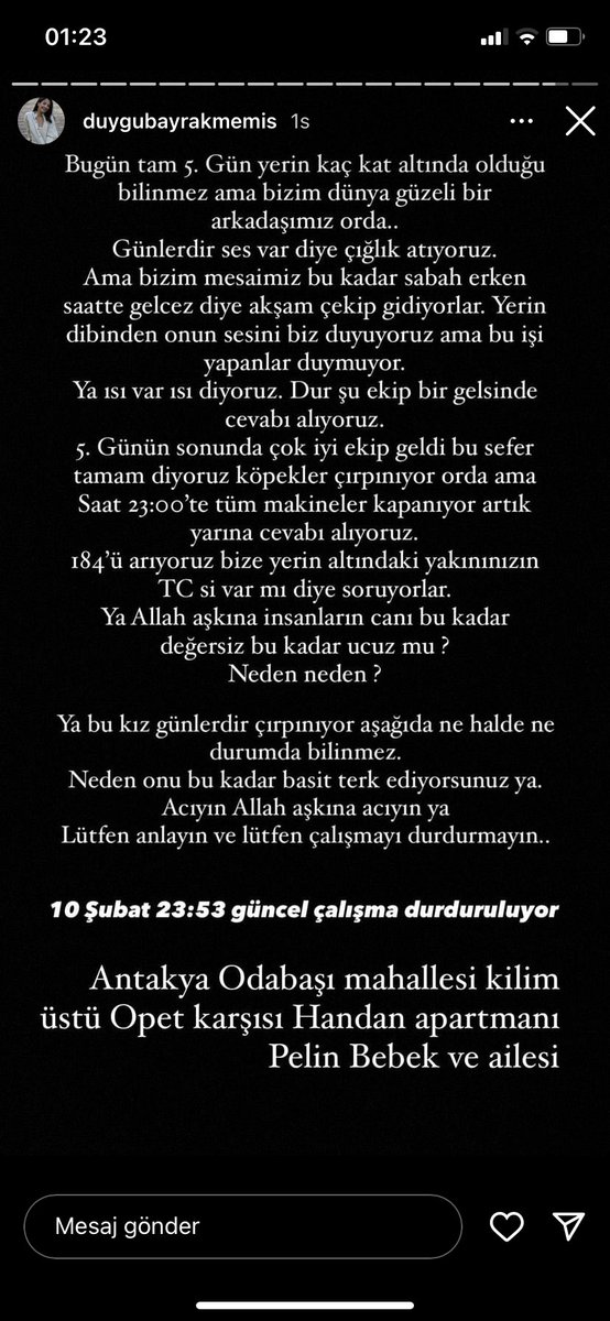 melisturer's tweet photo. SES GELİYOR LÜTFEN ANTAKYA 75. Yıl Bulvarı Odabaşı Mahallesi Morgül Sokak Kilim Mağazası üstü Opet karşısı Handan Apartmanı No11  Pelin BEBEK ve ailesi 
4 kişilik aile ses geliyor
Telefon 0533 456 96 12 #ahbab  #hatay @haluklevent @OguzhanUgur @PincTivi @BabalaTv @ahbap https://t.co/u3RZbvqujJ