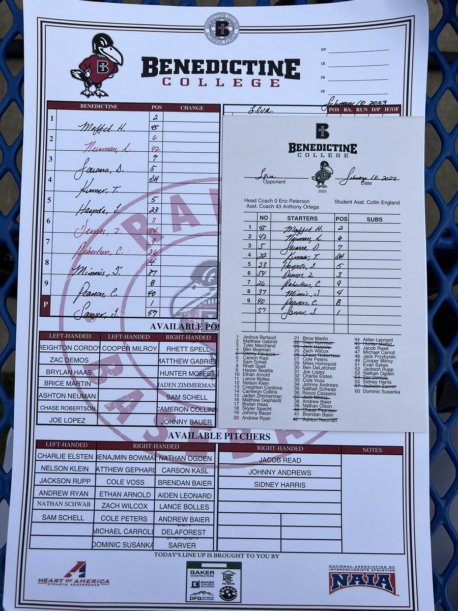 RavenBaseball's tweet photo. Lineup for Game 2 of the @CajunCollision vs LSUA is brought to you by @BakerCompanies! 

Game time has been adjusted to 5:00pm https://t.co/hMqqAwWbCN