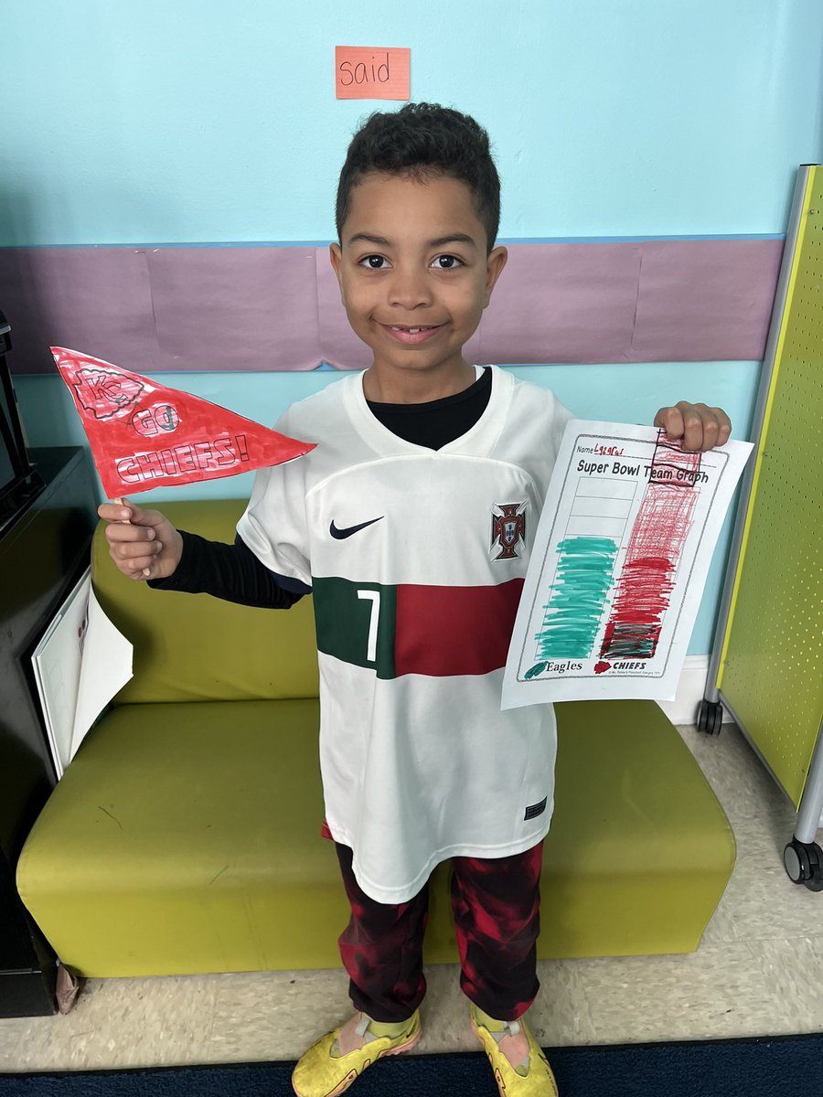 Learners in room 212 made a graph to show who they think will win the Super Bowl! Who do you think will win? <a href="/Hampton_Street/">Hampton Street</a> #MineolaProud