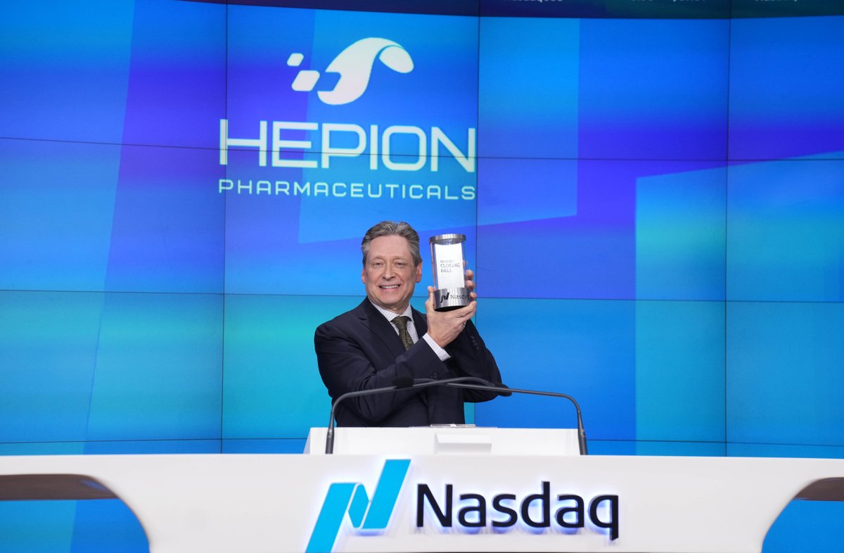Nasdaq Exchange (@nasdaqexchange) on Twitter photo We are closing the week with <a href="/HepionPharma/">Hepion Pharmaceuticals</a> at the <a href="/NasdaqExchange/">Nasdaq Exchange</a> Closing Bell. 🛎
$HEPA is a biopharmaceutical company focused on the development of pleiotropic drug therapy for treatment of chronic liver disease. #NasdaqListed We are closing the week with <a href="/HepionPharma/">Hepion Pharmaceuticals</a> at the <a href="/NasdaqExchange/">Nasdaq Exchange</a> Closing Bell. 🛎
$HEPA is a biopharmaceutical company focused on the development of pleiotropic drug therapy for treatment of chronic liver disease. #NasdaqListed