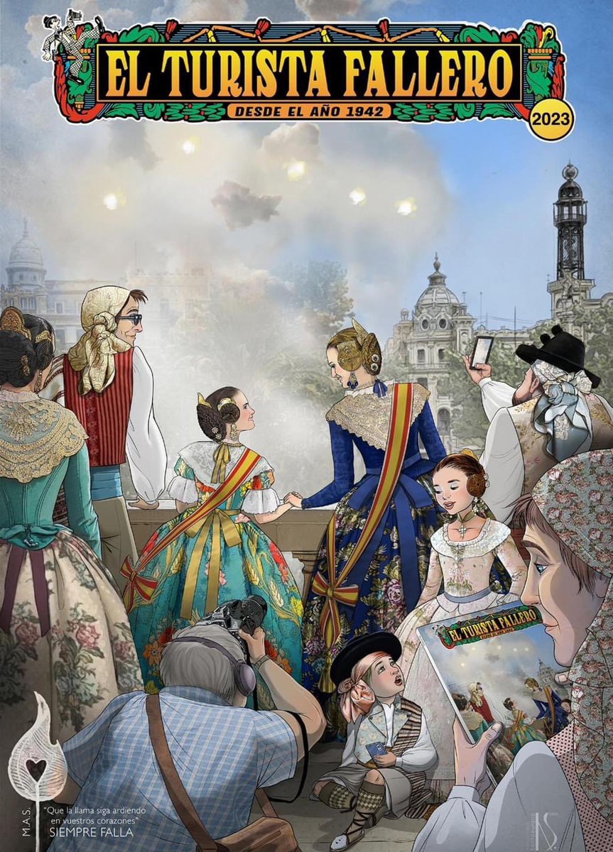 polvorafallera's tweet photo. Portada de El Turista Fallero 2023 obra de @a_santaeulalia 

#TF2023 #siemprefalla #Fallas2023 #Falles2023 https://t.co/jpX40A1Try