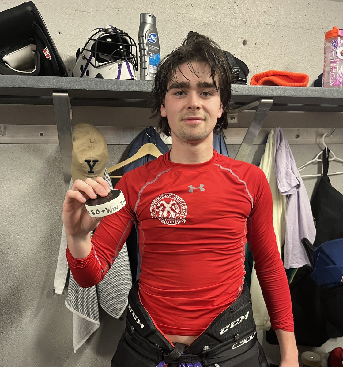 BishopsMhky's tweet photo. The boys win this one 12-0 over Paul Smith's College! Congrats go out to Jack MacFarland who earned his first college hockey win+shutout, Kieran Pike who scored his first college goal + 2 more, Graydon Hartley who scored his first college goal and Fred Nicolas who scored 4 goals! https://t.co/uhnsK8aoYu
