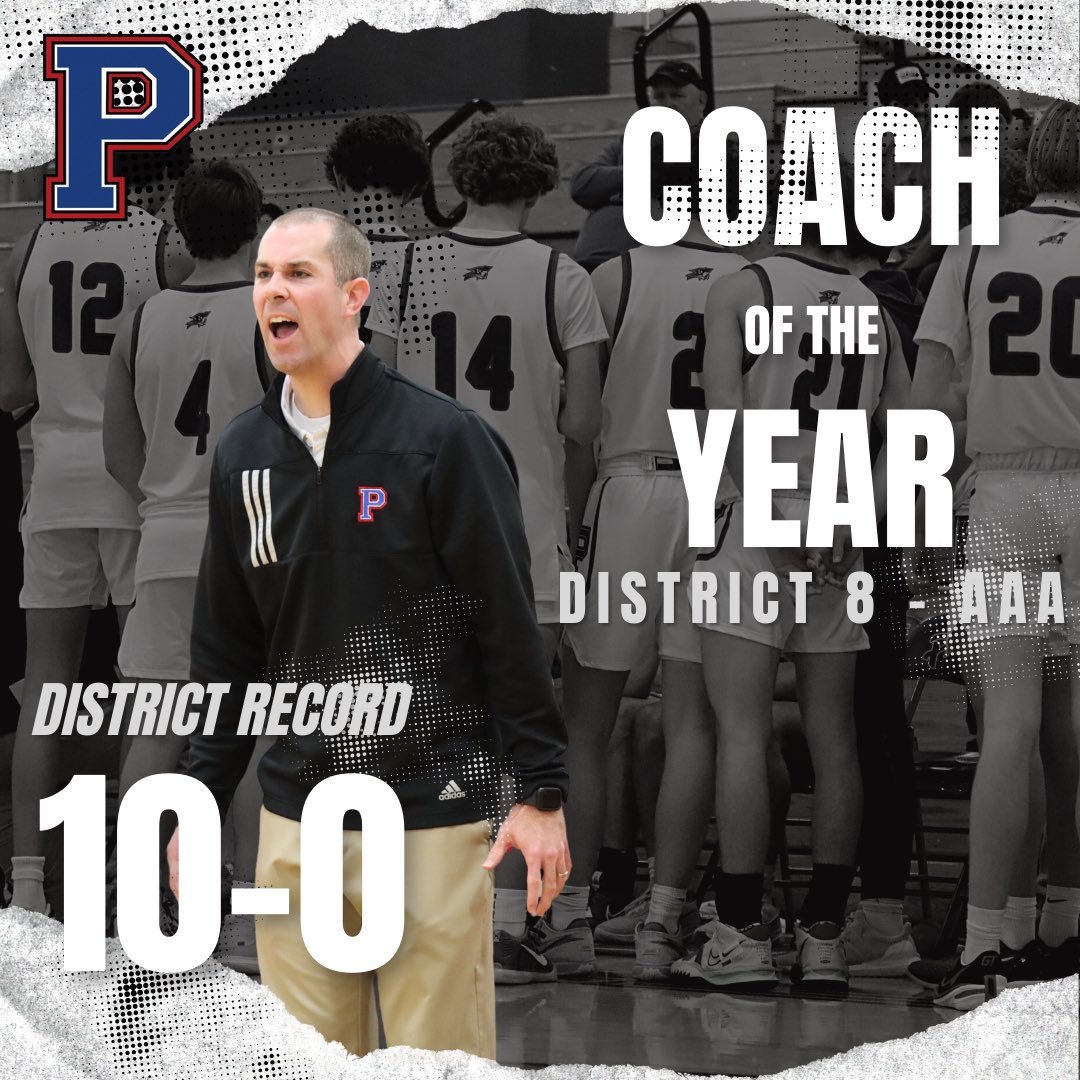 Congrats to Coach Jared Street on winning Coach of the Year honors in District 8-AAA this season.  He lead our Page team to a 10-0 regular season district record!