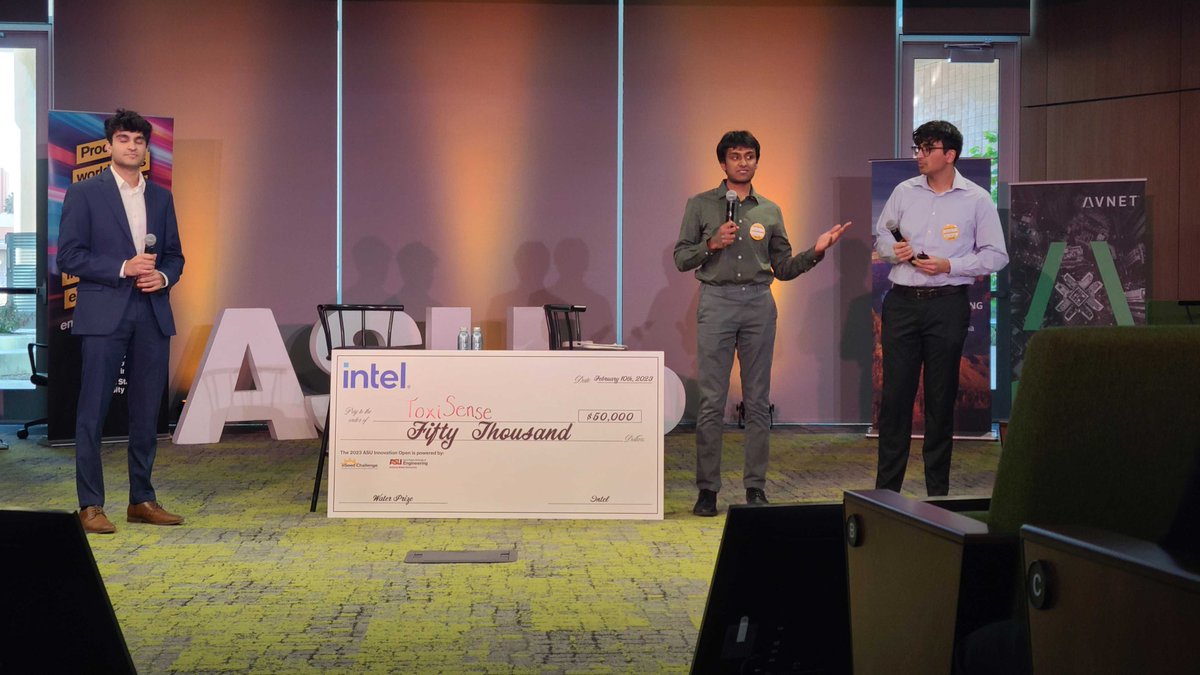 ASUEngineering's tweet photo. Congratulations to all the winners of the 2023 @ASU Innovation Open!
👏 INIA Biosciences
Nona Technologies
Telo
Toxisense. 🏆
And thank you to all the teams who competed. #winASUio https://t.co/WtmgnSe1yd