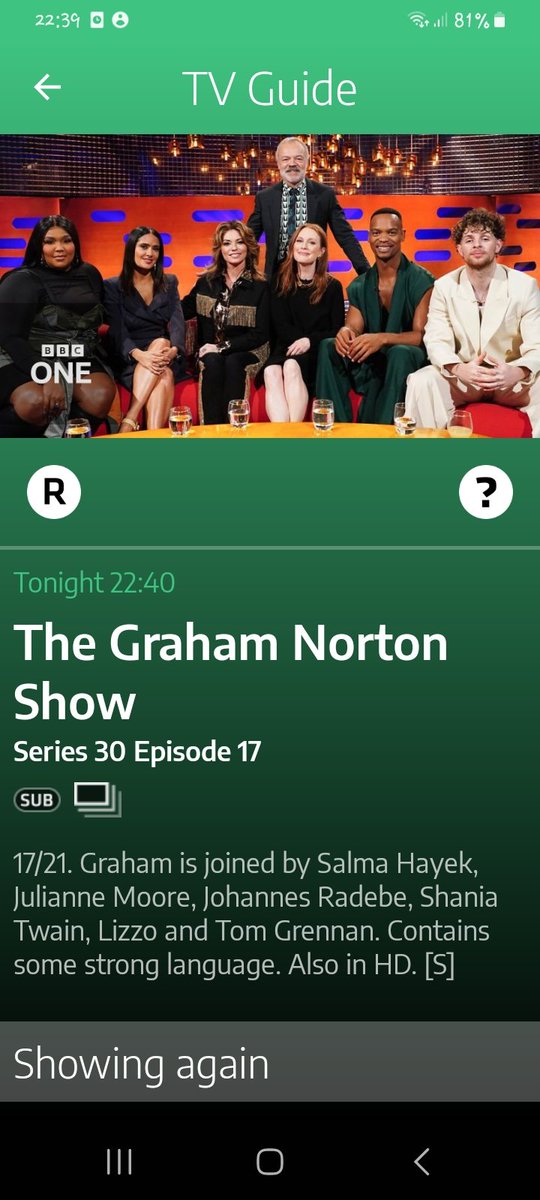 @Tom_Grennan @lizzo and @ShaniaTwain on the @TheGNShow in a minute. This is gonna be a great show ♥️👍 #TheGrahamNortonShow