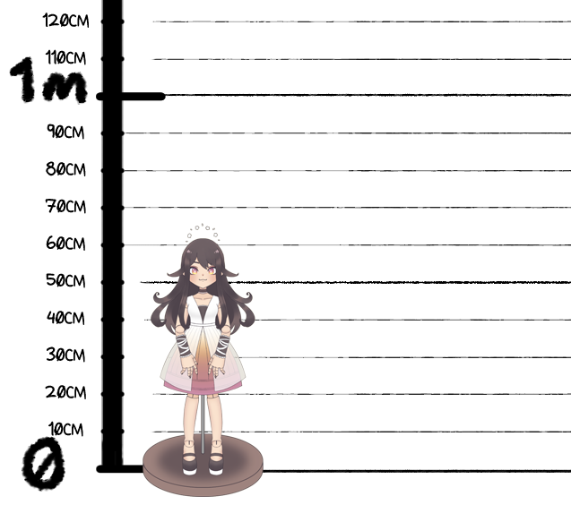 OK, since everyone keep asking about my doll form's height, here's a (cropped) height chart by @\PARALLAXABN !

... I'm not that small for a doll, right? (1/2) 
