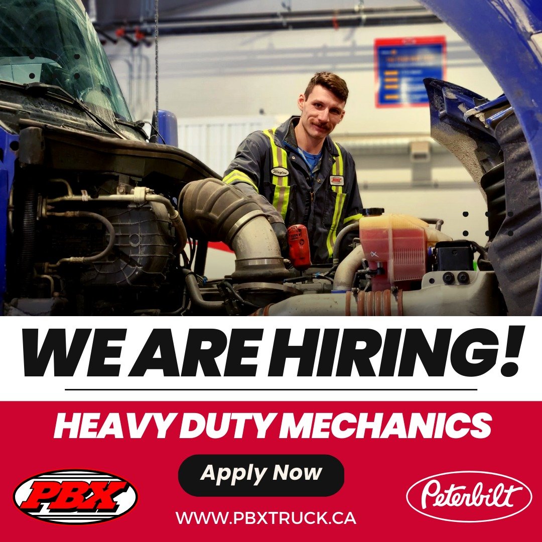 PBXTRUCKSERVICE's tweet photo. Are you looking for a new #Career opportunity? We are hiring both #heavydutymechanics and parts specialists to join our growing team at PBX Truck Service | Peterbilt of Steinbach. The people that care! 🔧🧰
.
#manitoba #trucking #peterbilt #steinbach https://t.co/d8oKqAWmxb