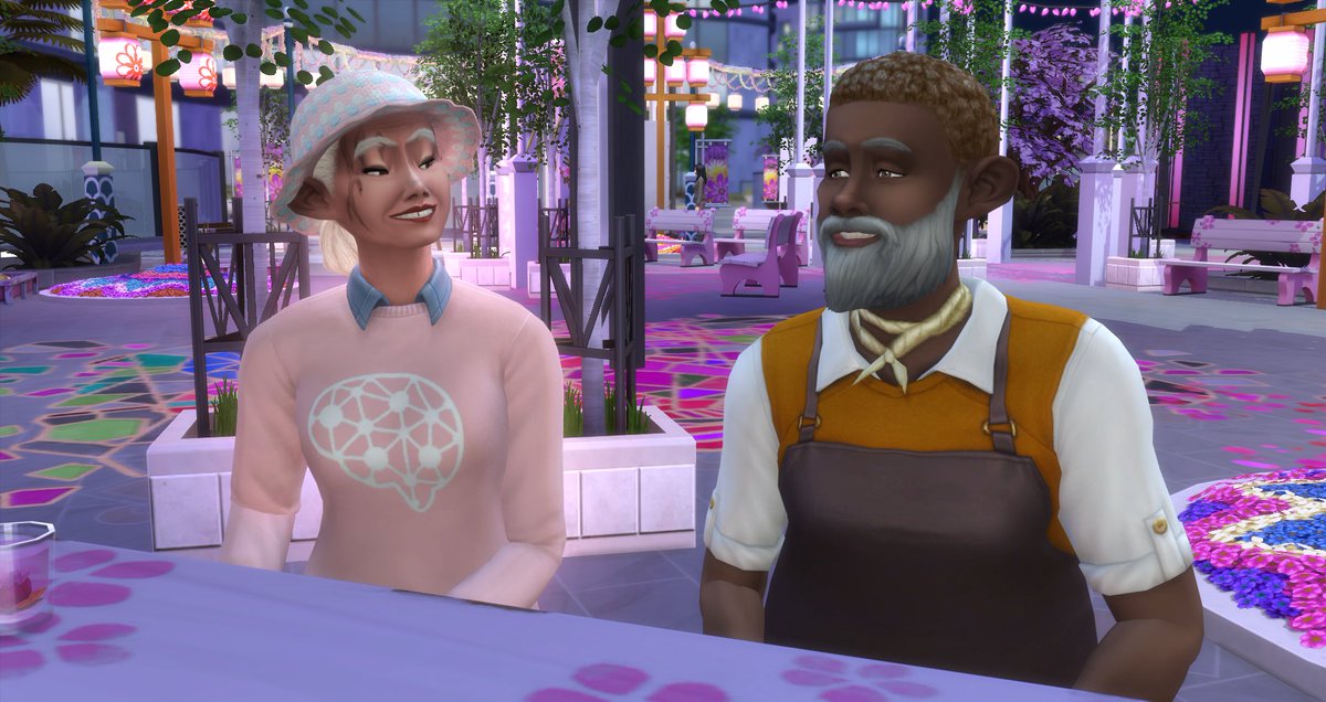 MsShadami's tweet photo. #Dorna and #Taad are still trying to make up after their fight. Things are at least looking more positive. Little #JonathonIrwin really loves teals and purples. So cute! #StarTrek #Sims4 #tellarite https://t.co/nEGvhQnLrg