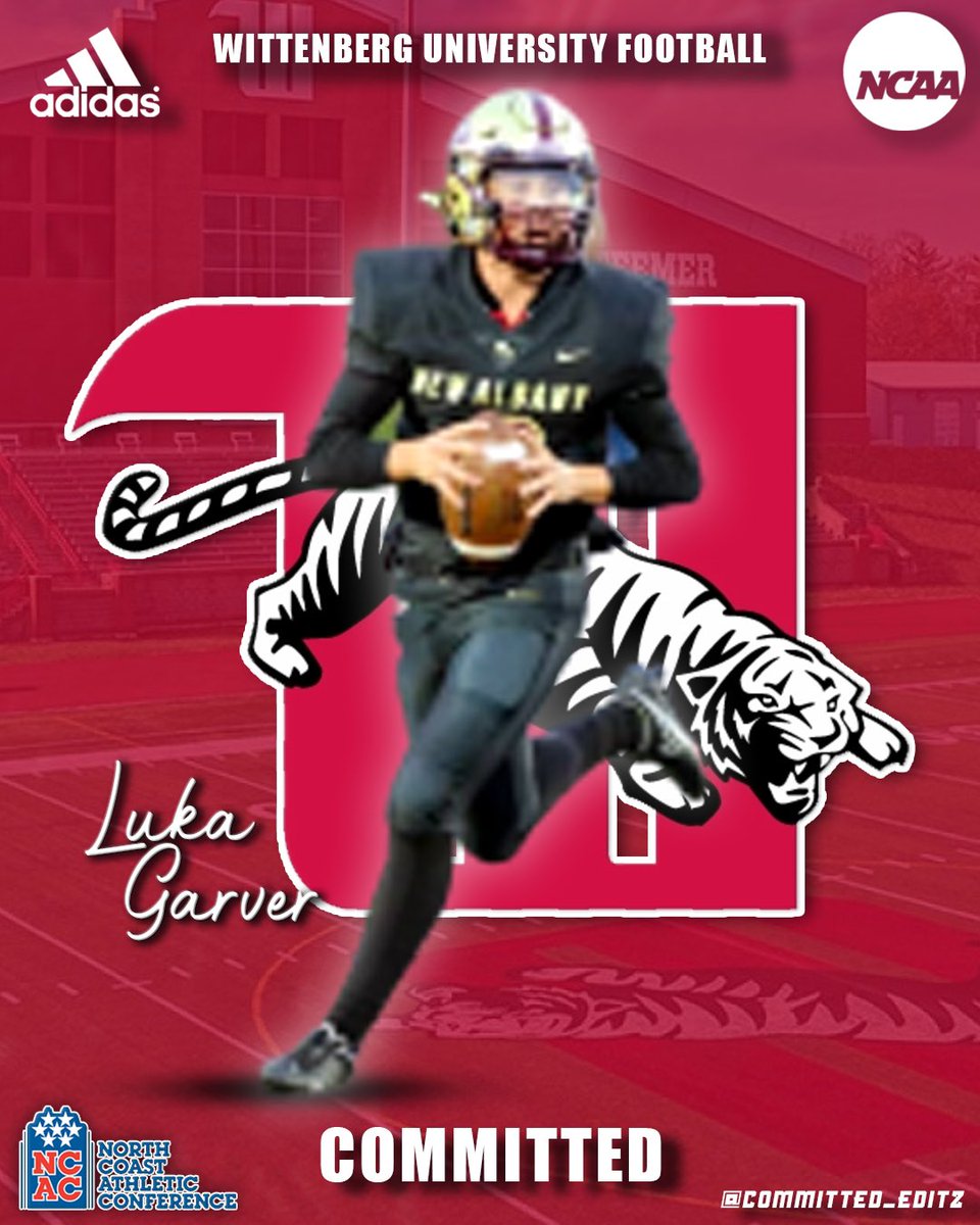 lukagarver's tweet photo. Extremely excited to announce I will be continuing my academic and athletic career at Wittenberg University! Thank you to everyone who has helped me get to this point!❤️🤍 #GoTigers @350by50 @JimCollins_FB @NewAlbanyFB @WittFootball https://t.co/WmDVLuFUVv