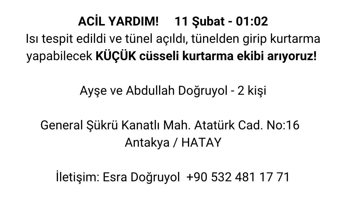 leylalptekinn's tweet photo. #hatayantakya #hatayafad #hataydepremi #depremzede #deprem #depremsondakika 
@ahbap
 @BabalaTv
 @ShowTV @PincTivi @OguzhanUgur @haluklevent
🆘🆘🆘🆘🆘🆘🆘🆘🆘🆘 ÇOK ACİL 🆘🆘🆘🆘 yayalım lütfen ❗️ https://t.co/pPbmoDp3rf