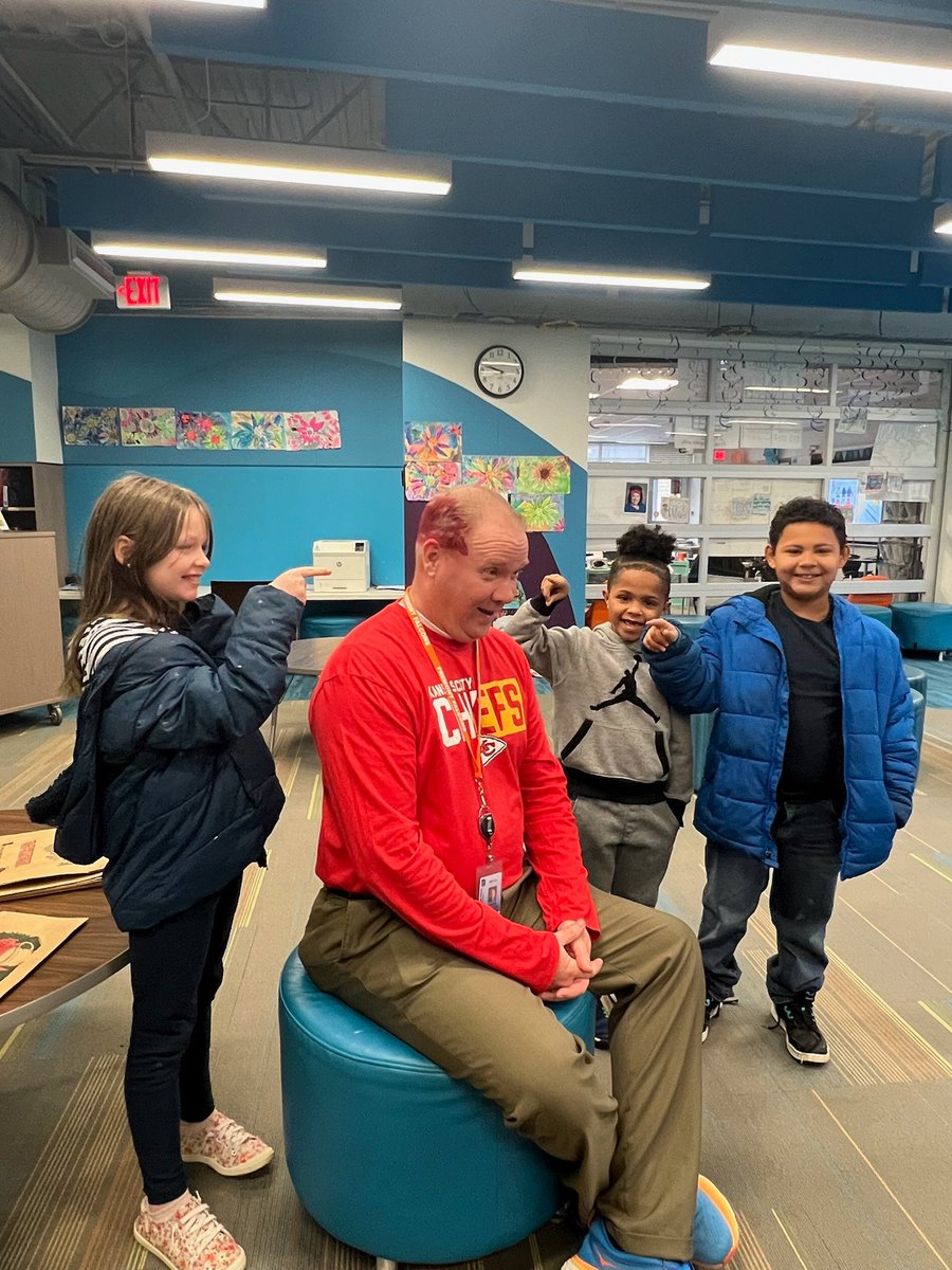 FremontSPS's tweet photo. We enjoyed our Fremont Family Night last night! Our raffle winners had fun spray painting @GrandonJames hair red this morning! #officialSPS #ChiefsKingdom https://t.co/TDZrIrwZi0