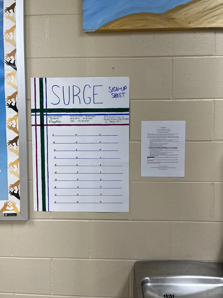 The sign up sheet for this years SURGE is up by the bathrooms!!! 🔫💦