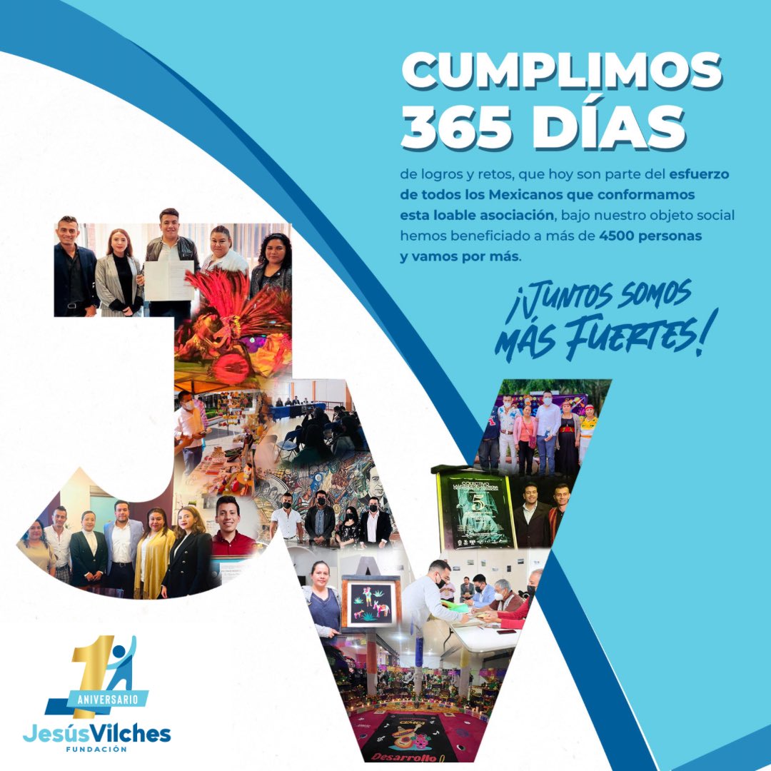 JesusVilchesAC's tweet photo. Hoy Cumplimos 365 días de logros y retos, juntos estamos trabajando por México, hoy son más de 4500 beneficiados.

Gracias por ser parte de este camino.

¡Juntos somos más Fuertes!

#Aniversario1 #juntossomosmasfuertes #hacerdelaculturaeducacionconpaz https://t.co/f7Wd9SHf21