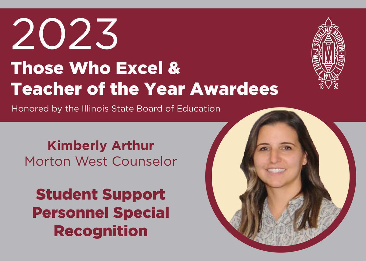 Join us and congratulate our 2023 “Those Who Excel &amp; Teacher of the Year Awardees” — 

• Kennedy Irmen 
• Carol Best 
• Kimberly Arthur 

We are proud to highlight our 3 amazing teachers that have made a positive impact in our Morton District 201

#mortonpride #RunWithUs