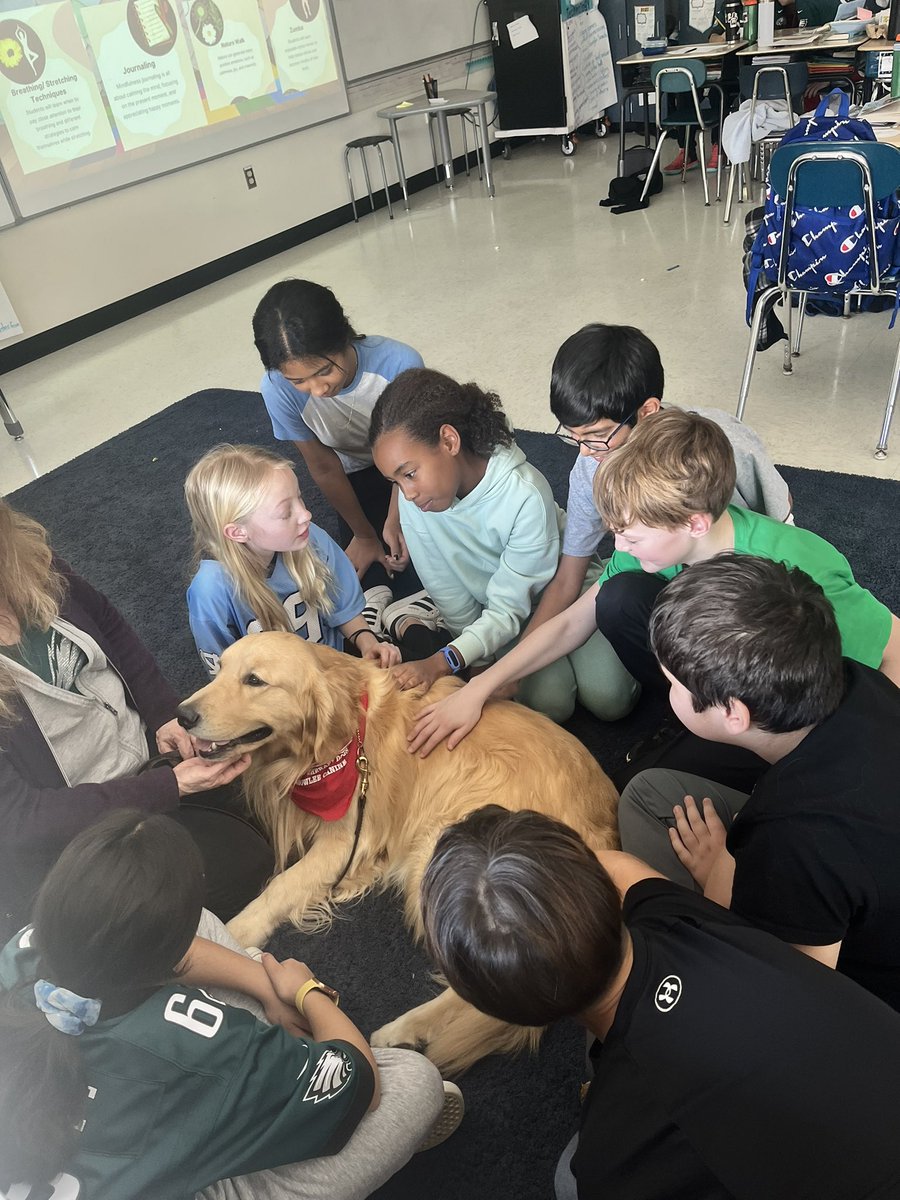 Practicing mindfulness is so important… and a full day dedicated to it, complete with therapy dogs, is exactly what we needed! Thank you Mrs. Garvin for planning such a special day for the whole school!