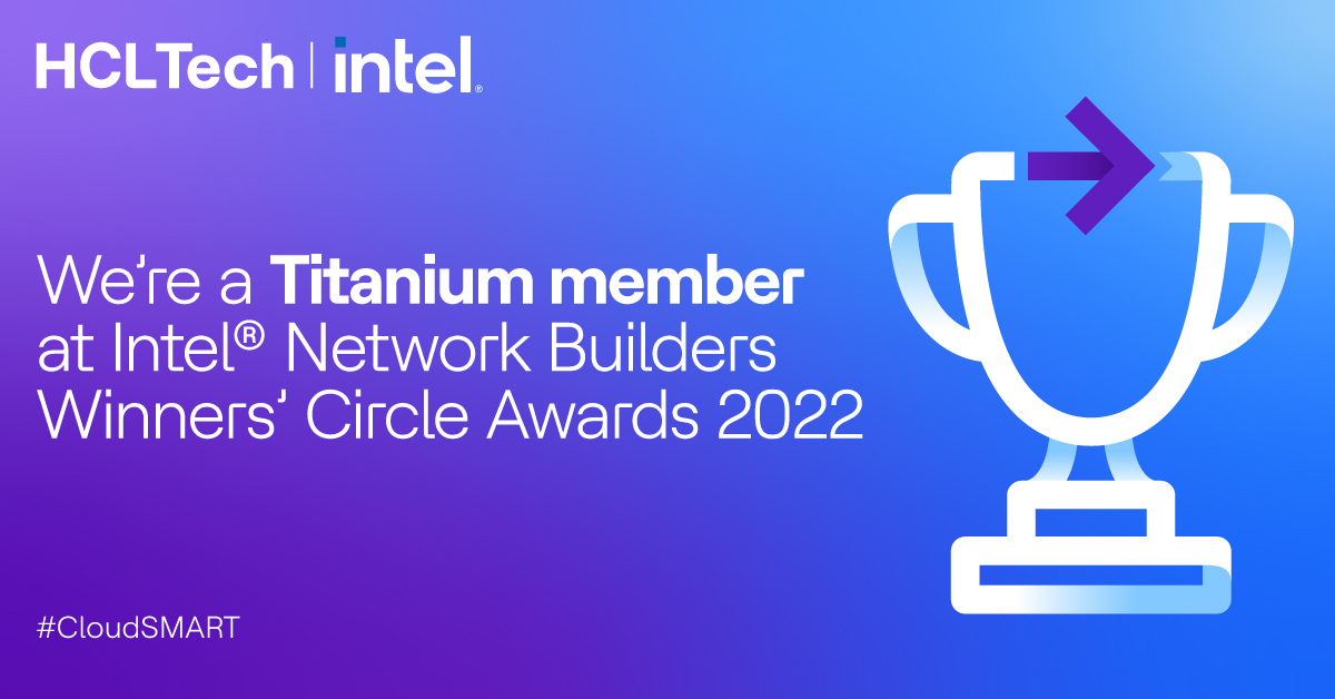 hcltech's tweet photo. We are thrilled to be named a Titanium member, the highest level of recognition, at the Intel® Network Builders Winners’ Circle Awards for the second consecutive year. Learn more: https://t.co/zhiKBxuI8Y
#CloudSMART #IntelBuilders @intel https://t.co/Wbqzq0z7fa