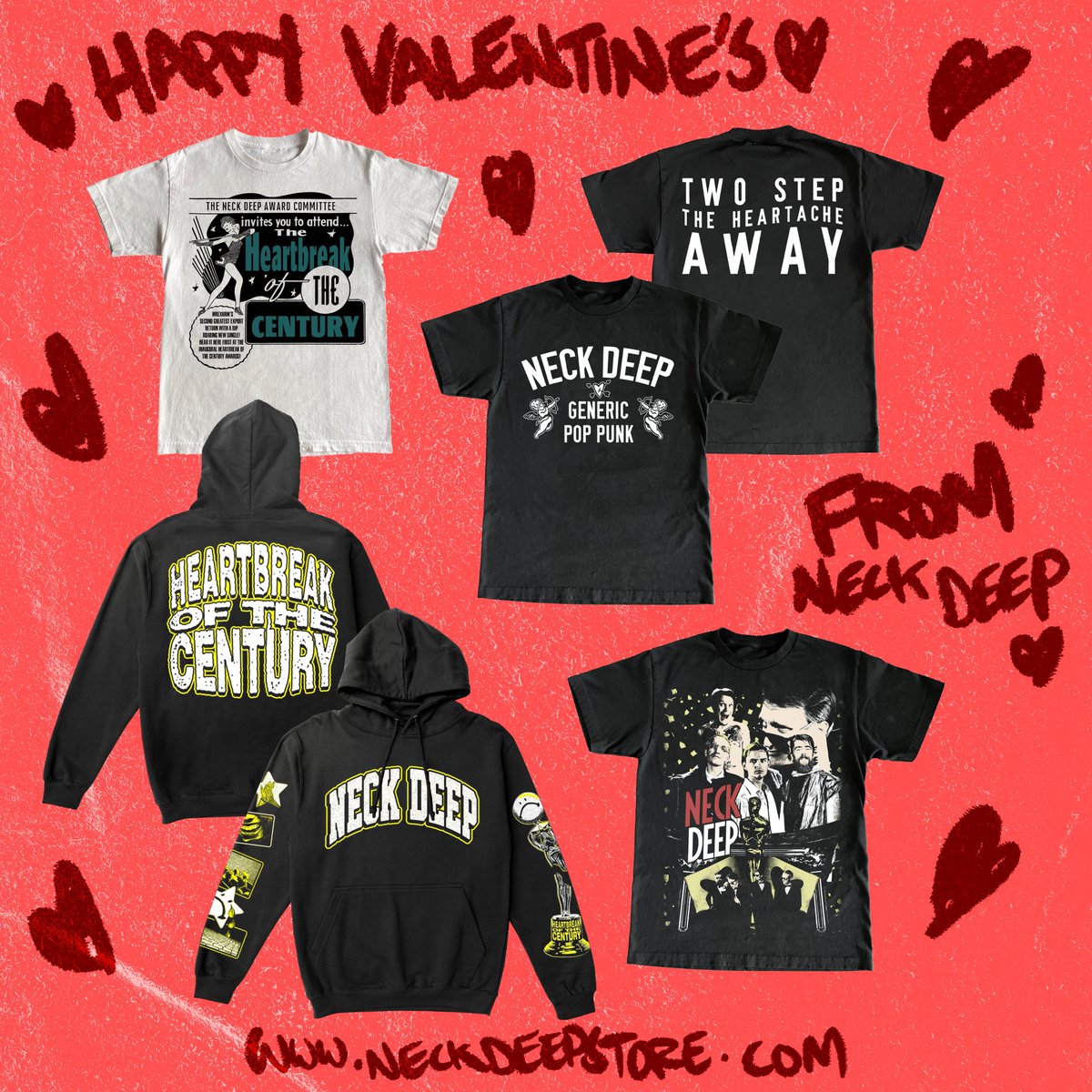 NeckDeepUK's tweet photo. Two step the heartache away with the new Valentine's Day/HBOTC collection 🌹💔

https://t.co/qCtCRBUXFC 

This collection will only be available until Friday 17th February https://t.co/QI4Io27EE7