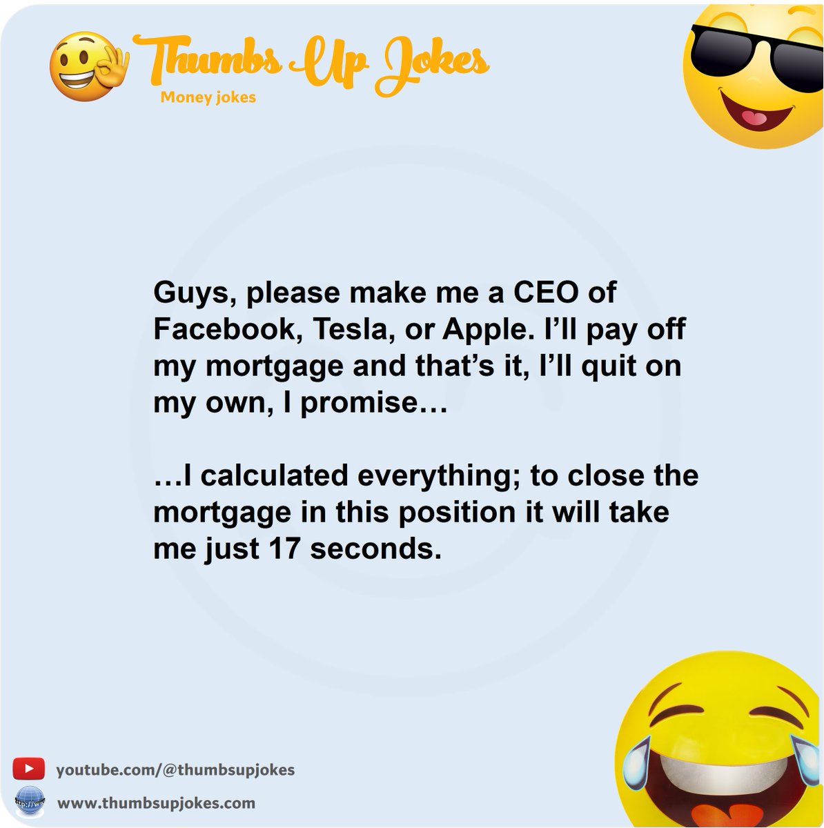 Guys, please make me a CEO of Facebook 🙂
#jokes #joke #fun #funny #comedy #humor #moneyjokes