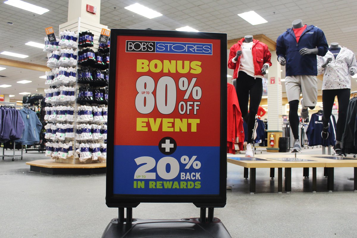 HolyokeMall's tweet photo. @BobStores is OPEN! 
🏃Stop by for some serious savings on your family’s favorite brands

🚨BONUS: up to 80% off event + up to 20% back in rewards https://t.co/8BkKwtQRMk