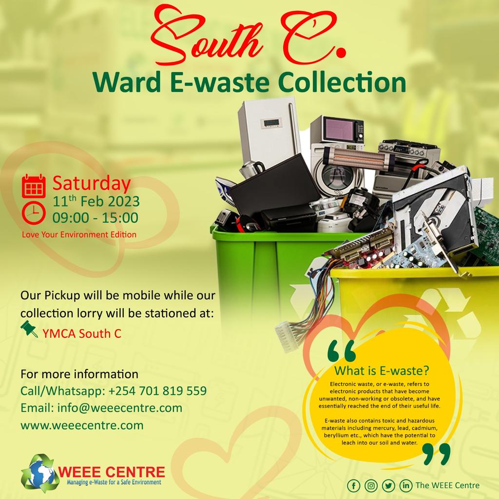 The Langata "Love Your Environment" e-waste drive continues this Saturday at South C's YMCA. Time: 9am-3pm.

“Look after the land and the land will look after you, destroy the land and it will destroy you.” —Aboriginal Proverb