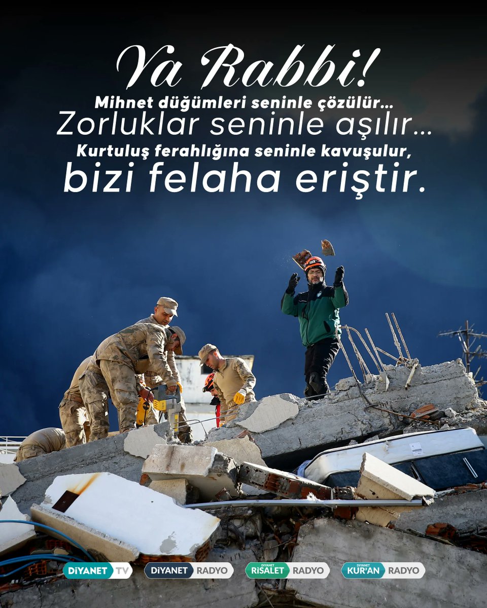 Ya Rabbi! Mihnet düğümleri seninle çözülür... Zorluklar seninle aşılır... Kurtuluş ferahlığına seninle kavuşulur, bizi felaha eriştir.