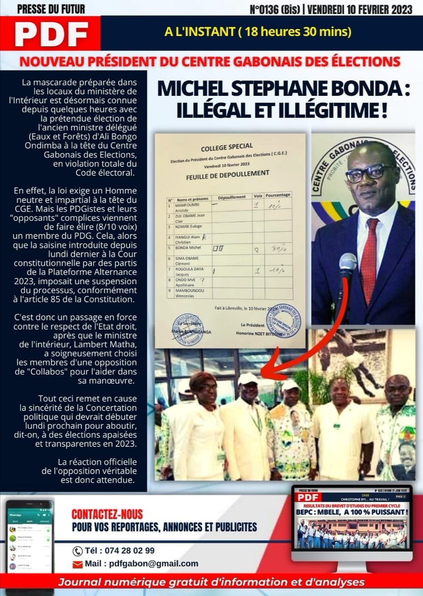 #GABON | PROCESSUS ILLÉGAL AU CENTRE GABONAIS DES ÉLECTIONS | #PDF

<a href="/GouvGabon/">Gouvernement Gabon</a> <a href="/RFIAfrique/">RFI Afrique</a> <a href="/agp_feed/">Agence Gabonaise de Presse</a> <a href="/bbcafrique/">BBC News Afrique</a> <a href="/afpfr/">Agence France-Presse</a> <a href="/yveslaugoma1/">Gabonactu.com</a> <a href="/gabonreview241/">Gabonreview.com</a> <a href="/BilieByNze/">Bilie-By-Nze</a> <a href="/PresidentABO/">Ali Bongo Ondimba</a>