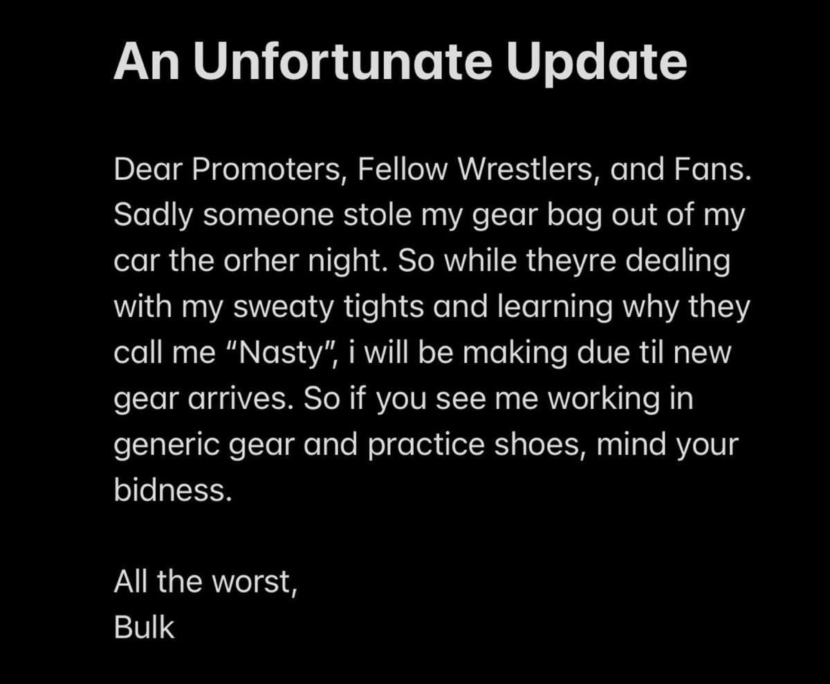 BulkNasty91's tweet photo. *Cue The Price is Right fail song*
#BigManBusiness #BulkingSeason #Bulk #WompWomp #Drawers #Theft #ShitBird #ProWrestling #Pittsburgh #DontTouchMyStuff https://t.co/LbdqP5j2p2