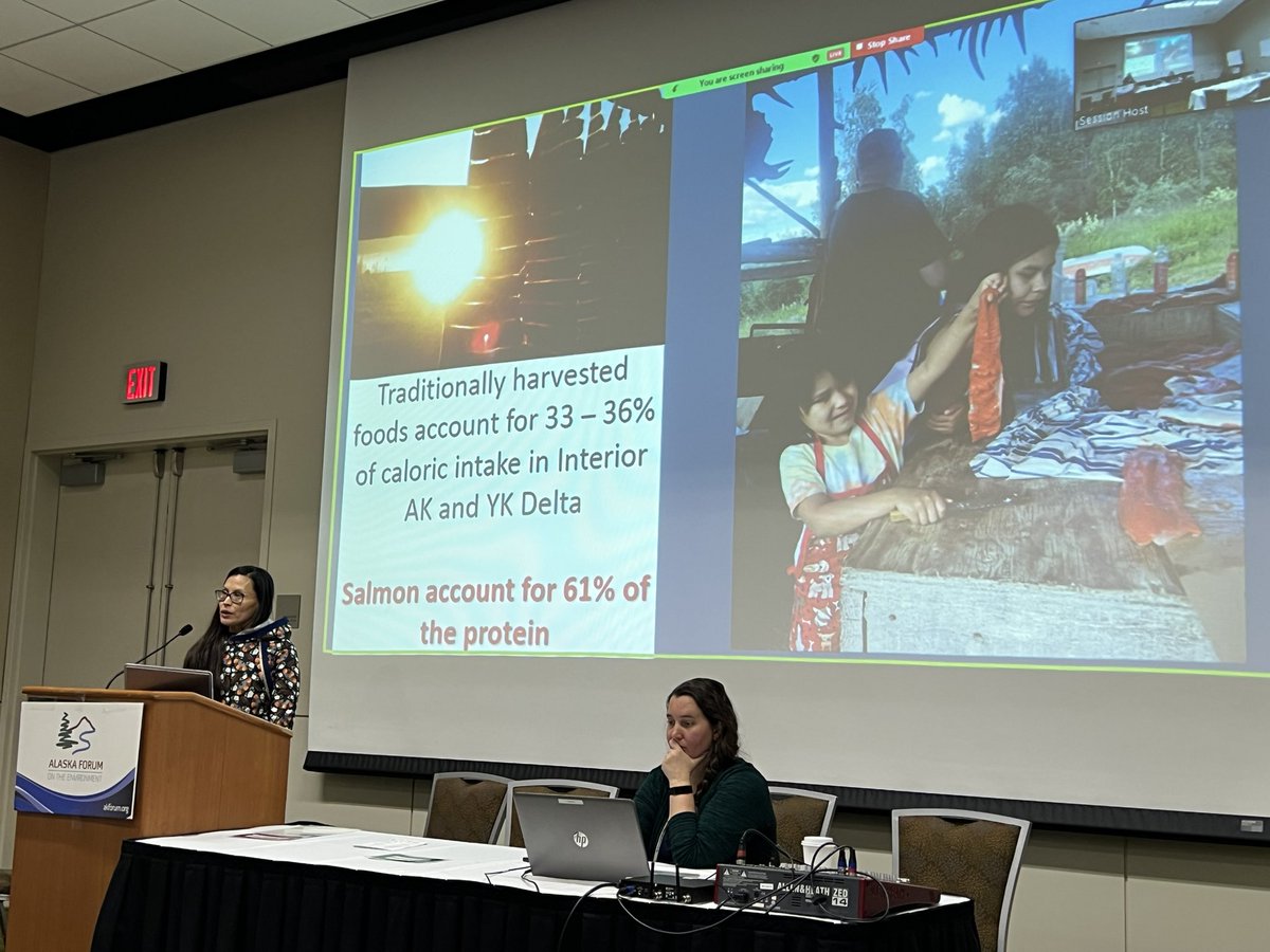 Salmon Rockstar Brooke Woods speaks to the critical importance of salmon to Indigenous communities in the Yukon Kuskokwim at Alaska Forum on the Environment #indigenousleader #salmonpeople #gotsalmon #fishcamp #indigenouswellness <a href="/WoodwellClimate/">Woodwell Climate Research Center</a>