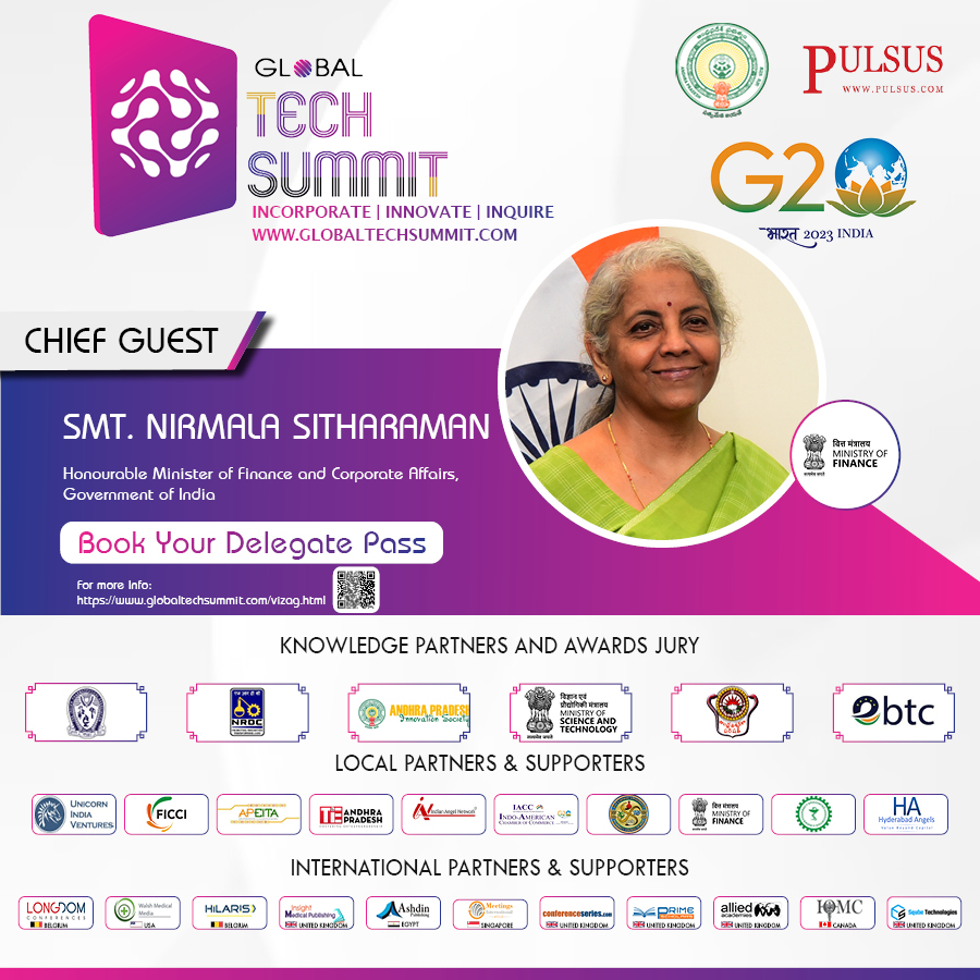 Global Tech20 Health20 Pharma20 Summit Series (@health20tech20) on Twitter photo Meet our Chief Guest Smt. Nirmala Sitharaman, Honourable Minister of Finance and Corporate Affairs, Government of India at #GlobalTechSummit
PS: globaltechsummit.com
#G20Summit <a href="/timesofindia/">The Times Of India</a> <a href="/FinMinIndia/">Ministry of Finance</a> <a href="/startupindia/">Startup India</a> <a href="/g20org/">G20 South Africa</a> <a href="/stpiindia/">STPI</a> <a href="/IndiaDST/">DSTIndia</a> <a href="/T20org/">T20 South Africa</a> <a href="/NRDCIndia1953/">National Research Development Corporation (NRDC)</a> Meet our Chief Guest Smt. Nirmala Sitharaman, Honourable Minister of Finance and Corporate Affairs, Government of India at #GlobalTechSummit
PS: globaltechsummit.com
#G20Summit <a href="/timesofindia/">The Times Of India</a> <a href="/FinMinIndia/">Ministry of Finance</a> <a href="/startupindia/">Startup India</a> <a href="/g20org/">G20 South Africa</a> <a href="/stpiindia/">STPI</a> <a href="/IndiaDST/">DSTIndia</a> <a href="/T20org/">T20 South Africa</a> <a href="/NRDCIndia1953/">National Research Development Corporation (NRDC)</a>