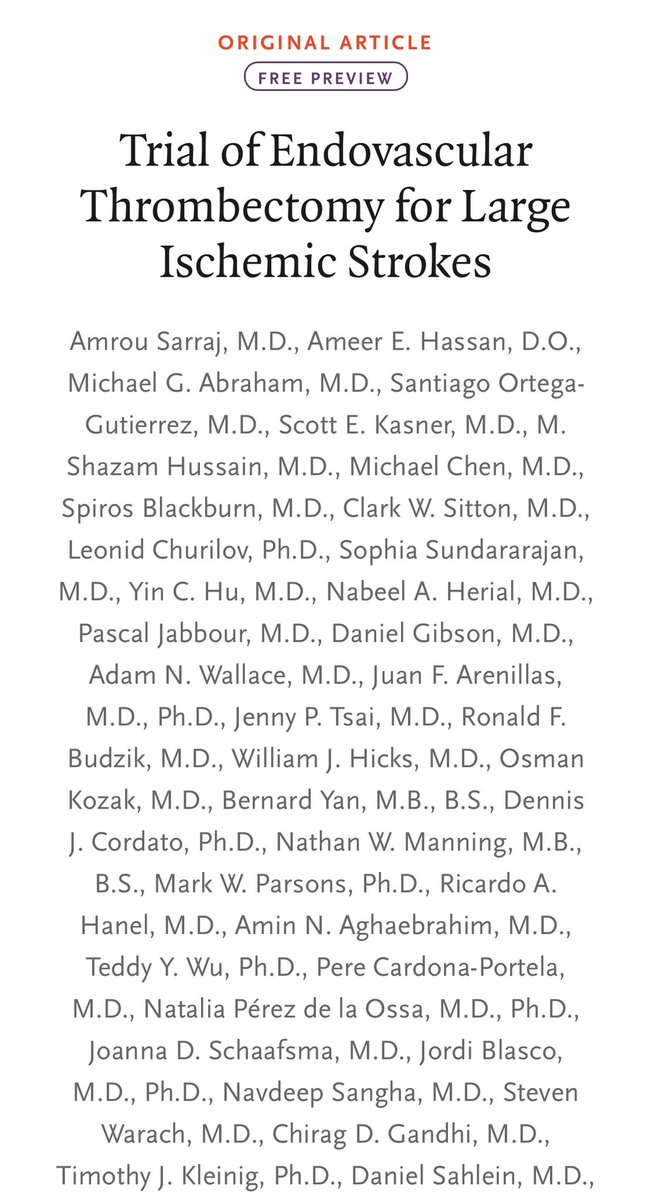 Another tremendous step forward to help patients and families suffering from anterior circulation LVO stroke in the anterior circulation. Honored to the university of Iowa for letting my and I be part of this. <a href="/amrsarrajMD/">Amrou Sarraj</a> <a href="/AmeerEHassan/">Ameer E. Hassan</a> <a href="/NEJM/">NEJM</a> <a href="/uiowa/">University of Iowa</a> <a href="/svinsociety/">SVIN</a>