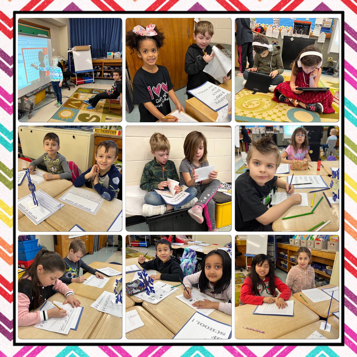 Working at centres on the 100th day of school! <a href="/JAMMustangs/">McWilliam Mustangs</a>
