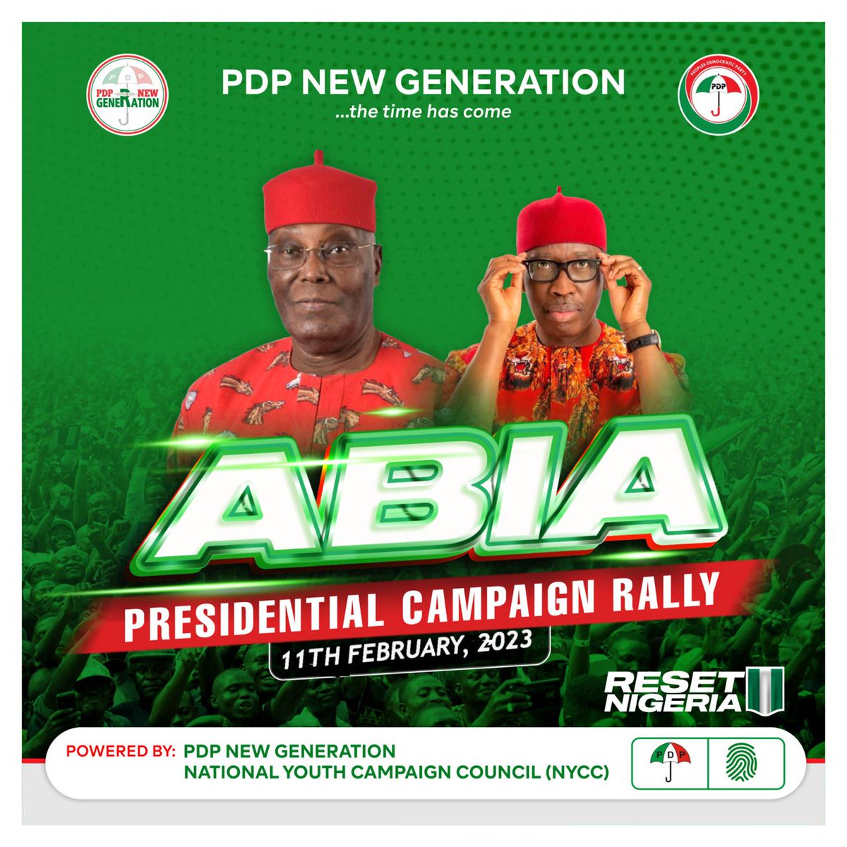 The God’s Own State, is about to host the Recovery Plan Team, for the Presidential Campaign Rally. 

ATIKU-OKOWA IN UMUAHIA, ABIA STATE, SATURDAY 11th FEBRUARY, 2023.