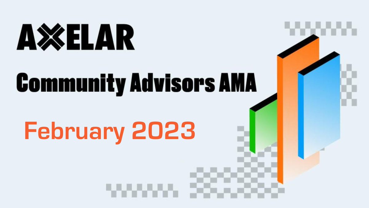 axelar's tweet photo. Looking to learn more about Axelar and how you can get involved in the community? 🤔

Mark your calendar for the Community Advisors call 🏘

📆 Tuesday, Feb. 14

⏰ 18:00 UTC

📍 https://t.co/Z3DSA4GwBX https://t.co/vV7stidbEH