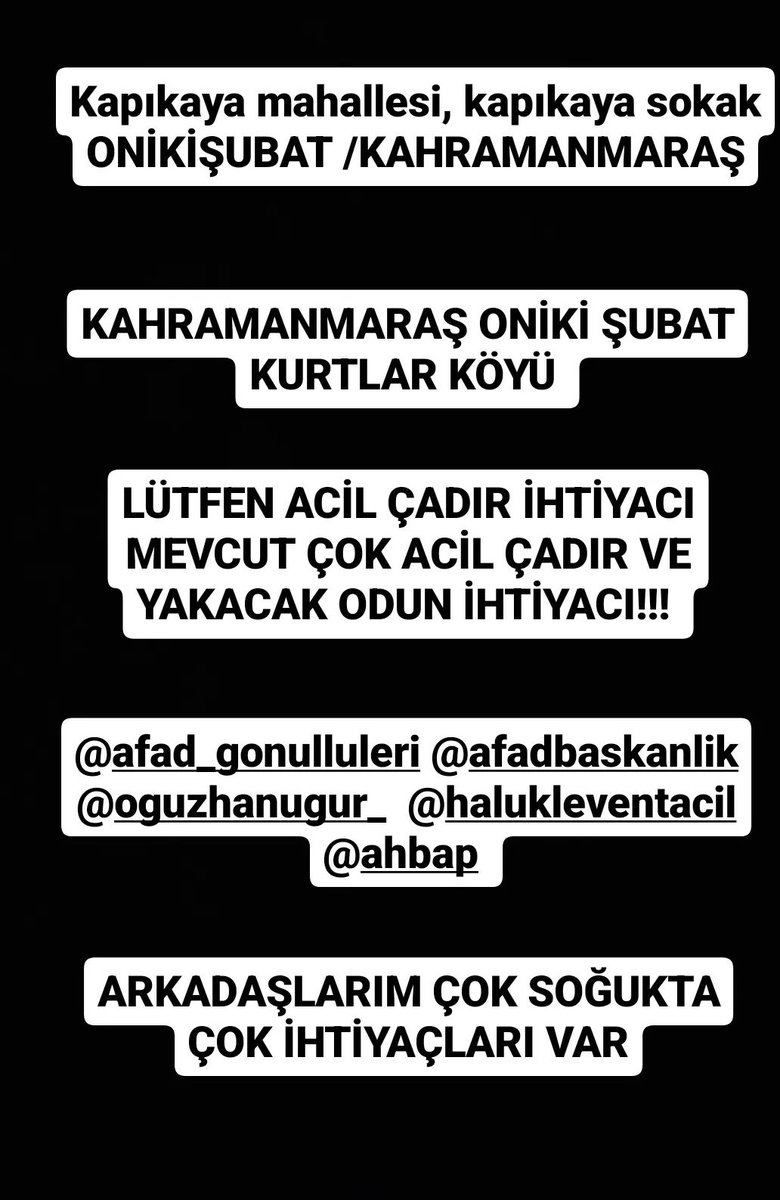 gullAtmaca's tweet photo. İnsanlar soğukta hala çadır ulaşmamış lütfen yardımcı olalım.@haluklevent @OguzhanUgur @DepremDairesi @BabalaTv https://t.co/Ta6jQ0UYgX